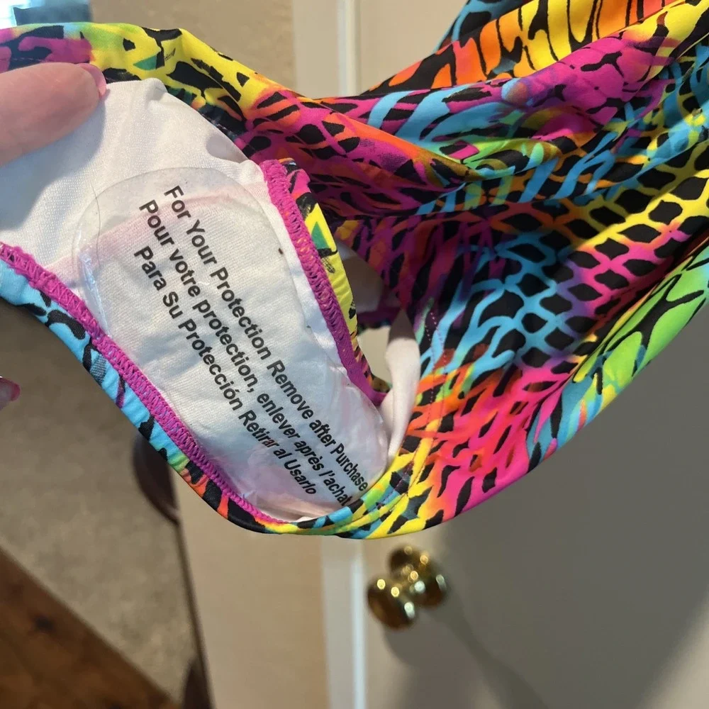 Speedo Girl's Swimsuit One Piece Multicolored Cross Back Multi Straps Size 14